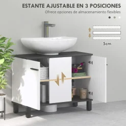 Mueble de baño Amalfi Homcom 2 puertas blanco/negro 60x80x34 cm