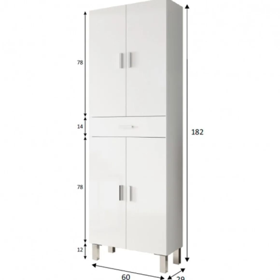 Mueble de baño Aruba 4 puertas+1 cajón blanco 182x60x29 cm