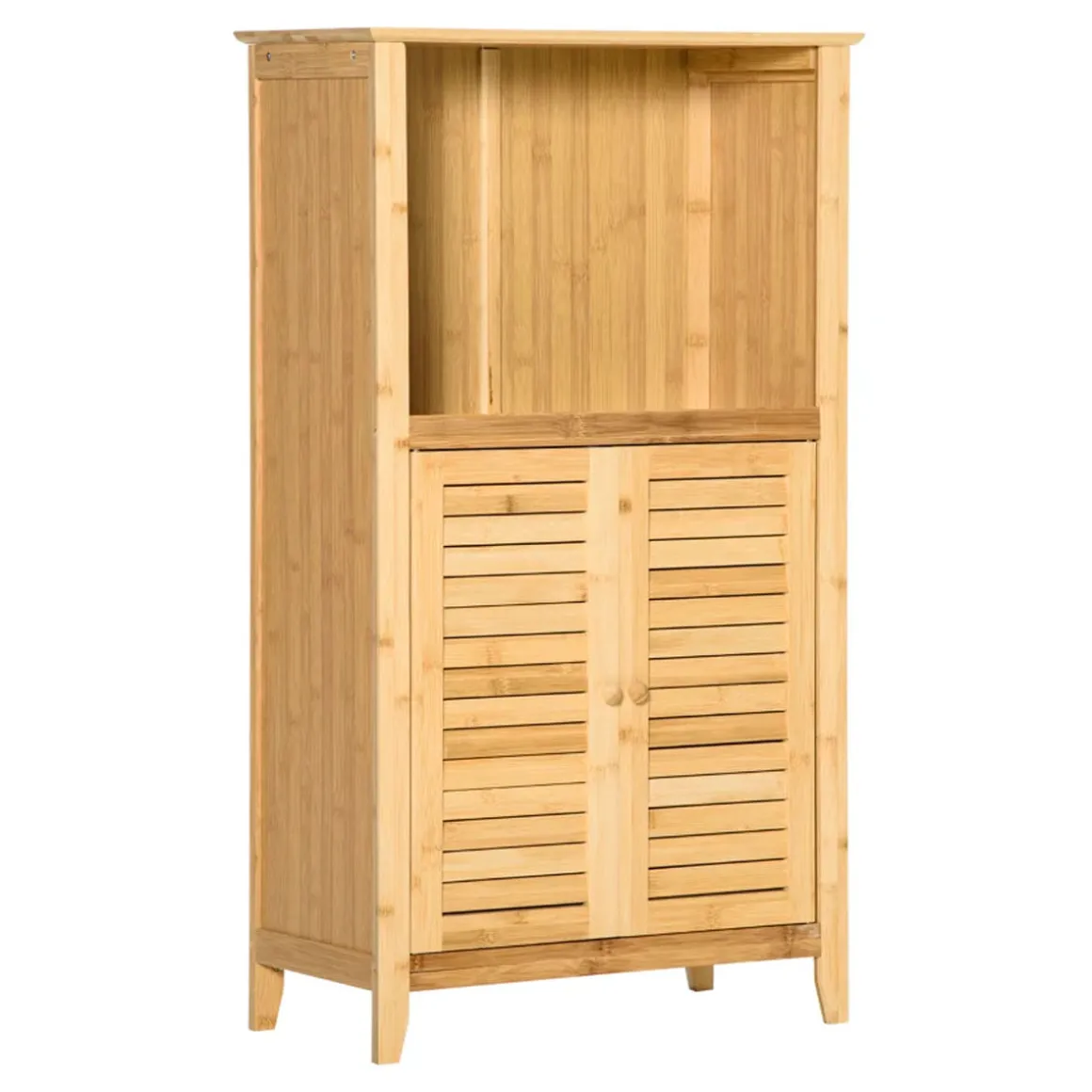 Mueble de baño Bamboo Homcom 2 puertas + 1 módulo natural 92x50x25,5 cm