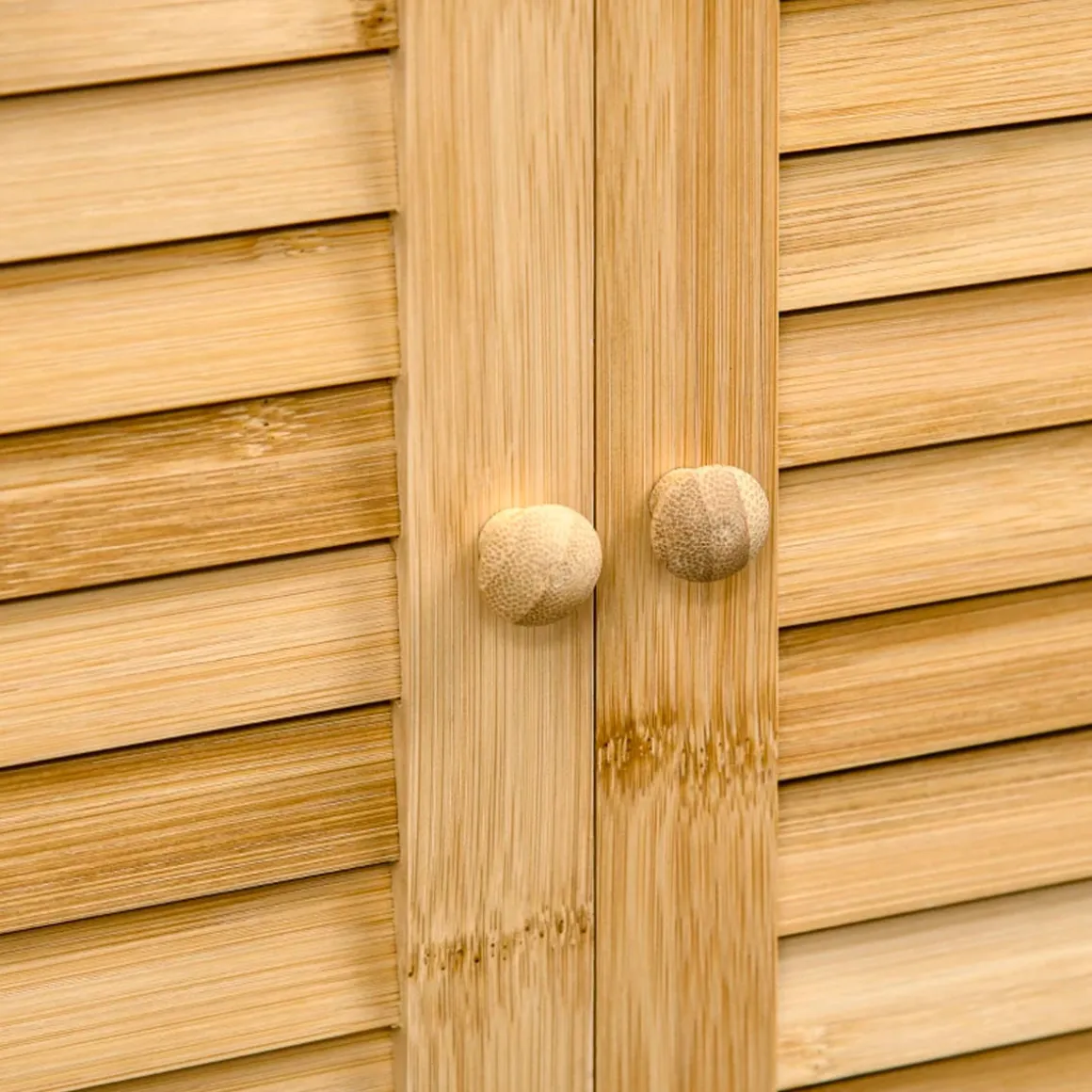 Mueble de baño Bamboo Homcom 2 puertas + 1 módulo natural 92x50x25,5 cm