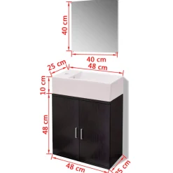 Mueble de baño Barbados + lavabo + espejo 48x48x25 cm