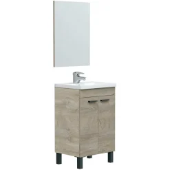 Mueble de baño con espejo y lavabo Essens 2 puertas roble Alaska