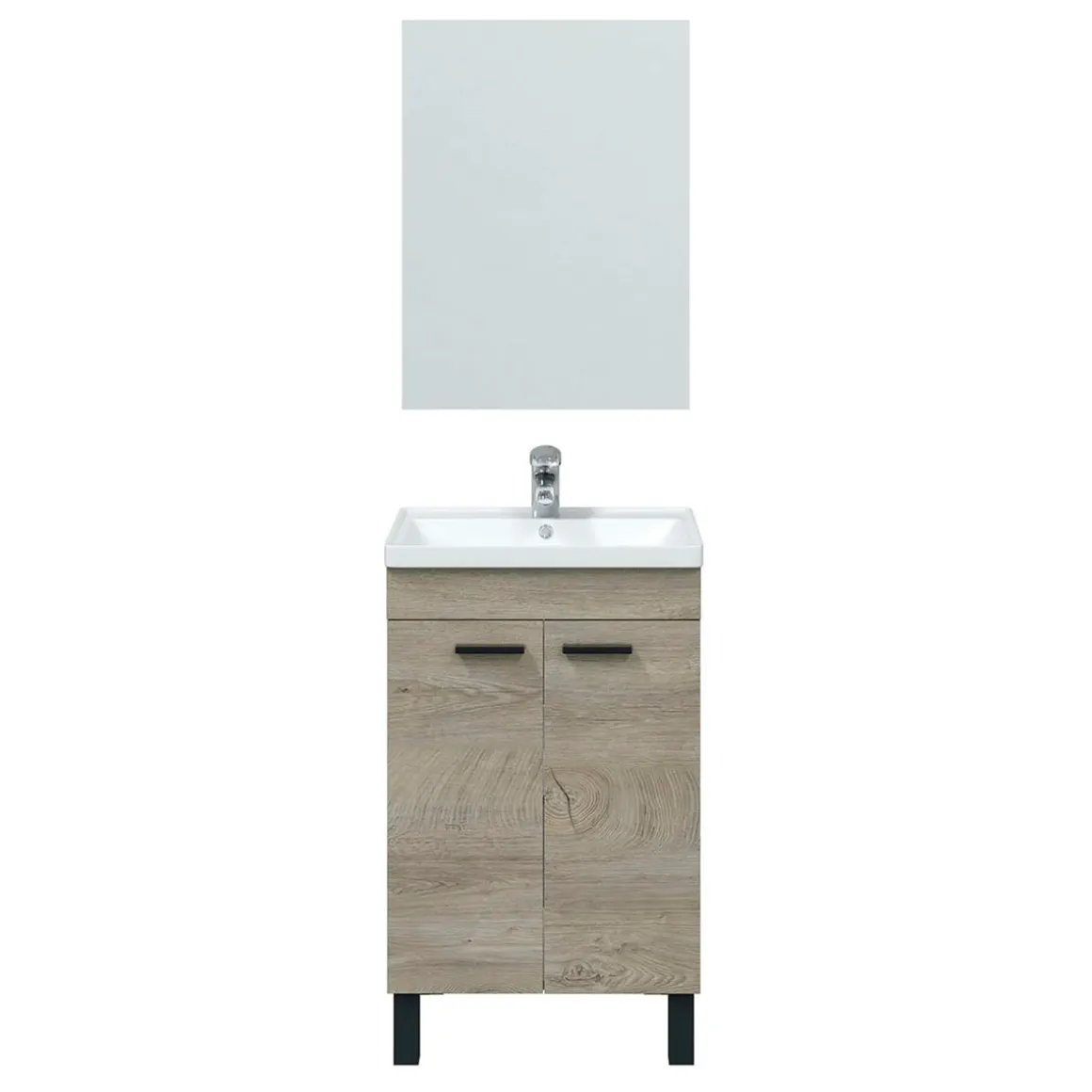 Mueble de baño con espejo y lavabo Essens 2 puertas roble Alaska