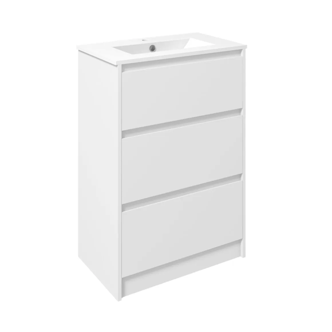 Mueble de baño con lavabo Alika Homcom 2 cajones blanco brillante 88x61x37 cm