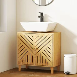 Mueble de baño Congo Homcom 2 puertas natural 60x60x30 cm