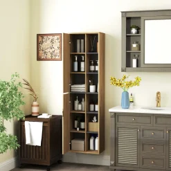 Mueble de baño Elna Homcom 2 puertas natural 141,5x40x24 cm