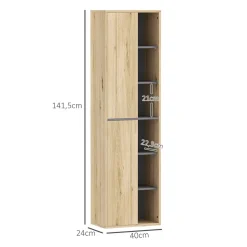 Mueble de baño Elna Homcom 2 puertas natural 141,5x40x24 cm
