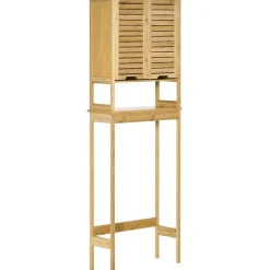 Mueble de baño Kleankin sobre inodoro bambú 173x60x23 cm