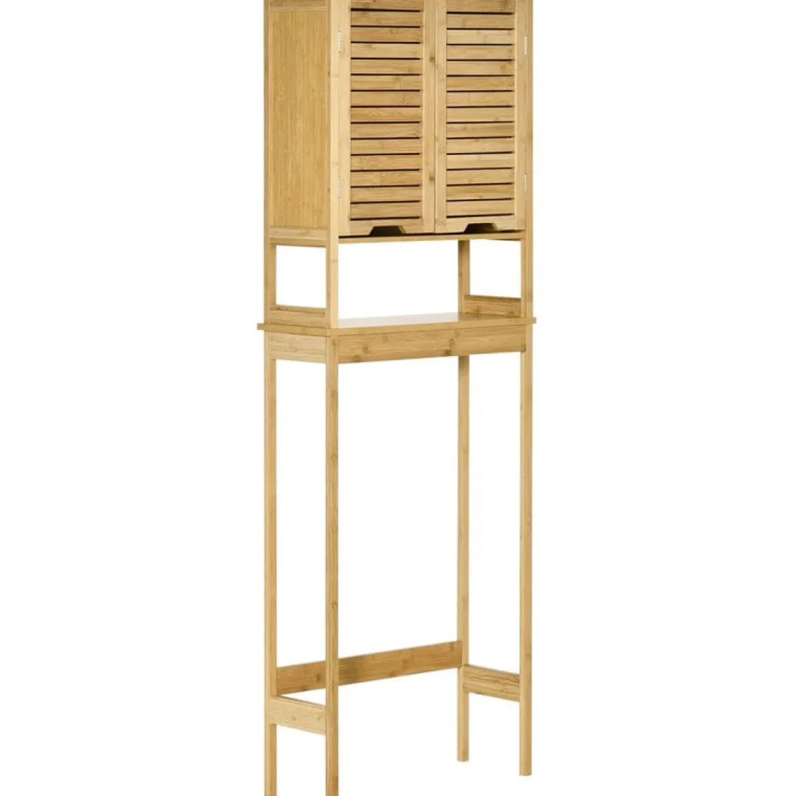 Mueble de baño Kleankin sobre inodoro bambú 173x60x23 cm