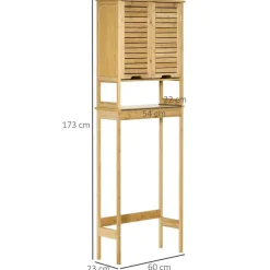 Mueble de baño Kleankin sobre inodoro bambú 173x60x23 cm