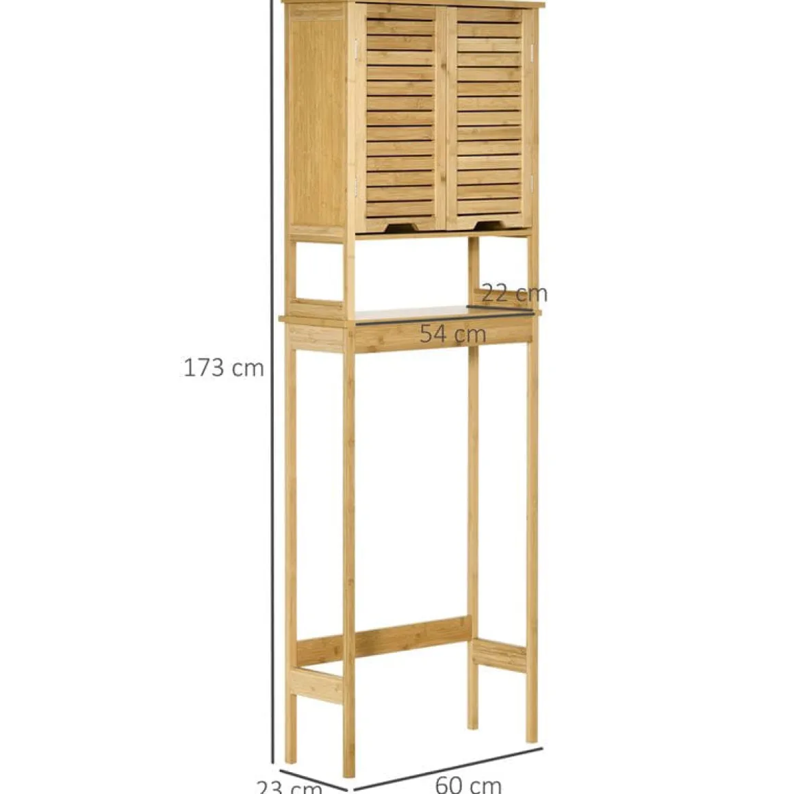 Mueble de baño Kleankin sobre inodoro bambú 173x60x23 cm