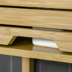 Mueble de baño Kleankin sobre inodoro bambú 173x60x23 cm