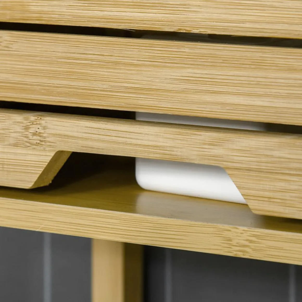 Mueble de baño Kleankin sobre inodoro bambú 173x60x23 cm