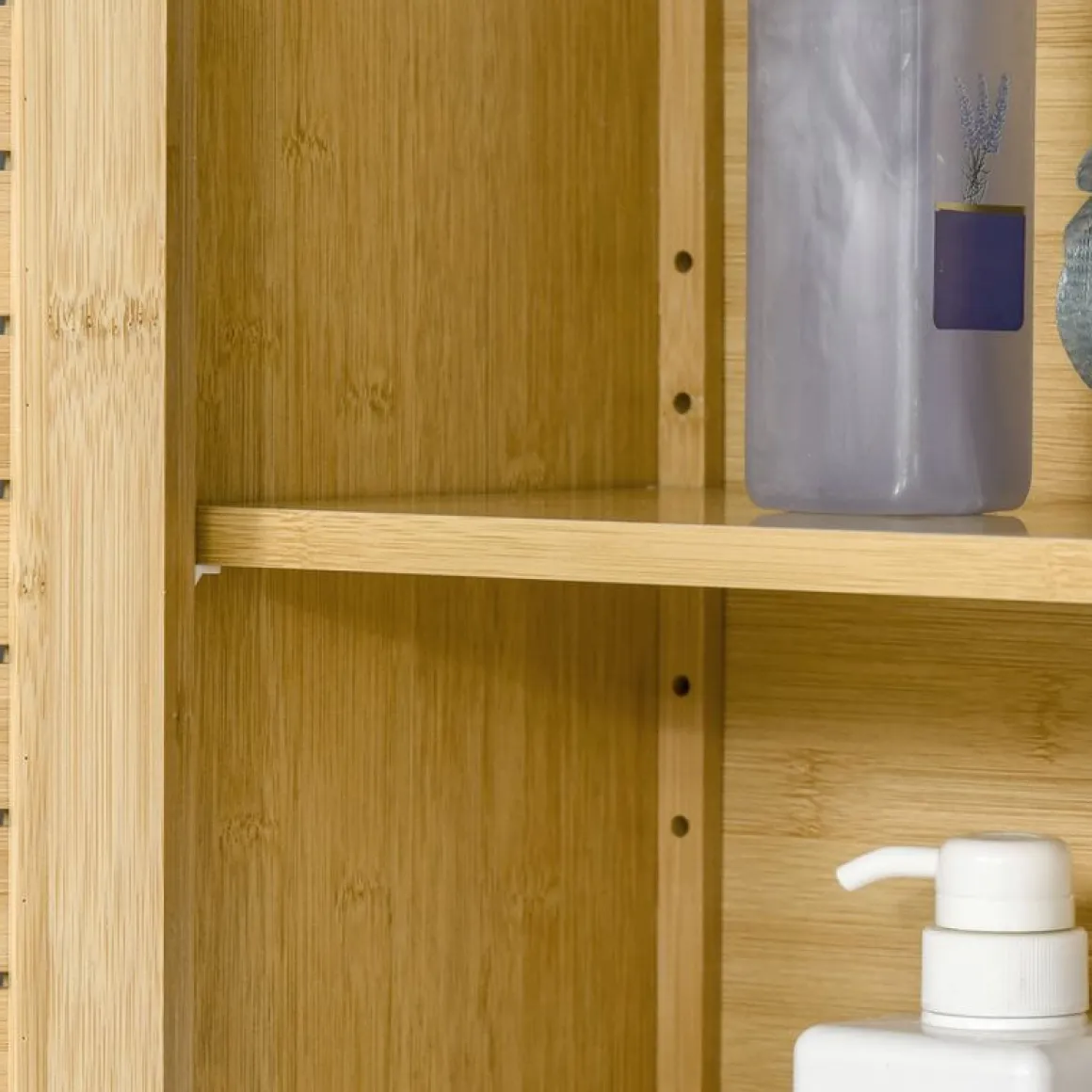 Mueble de baño Kleankin sobre inodoro bambú 173x60x23 cm