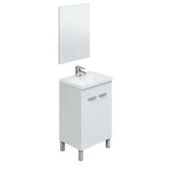 Mueble de baño Koncept 2 puertas + espejo + lavabo blanco 50 cm