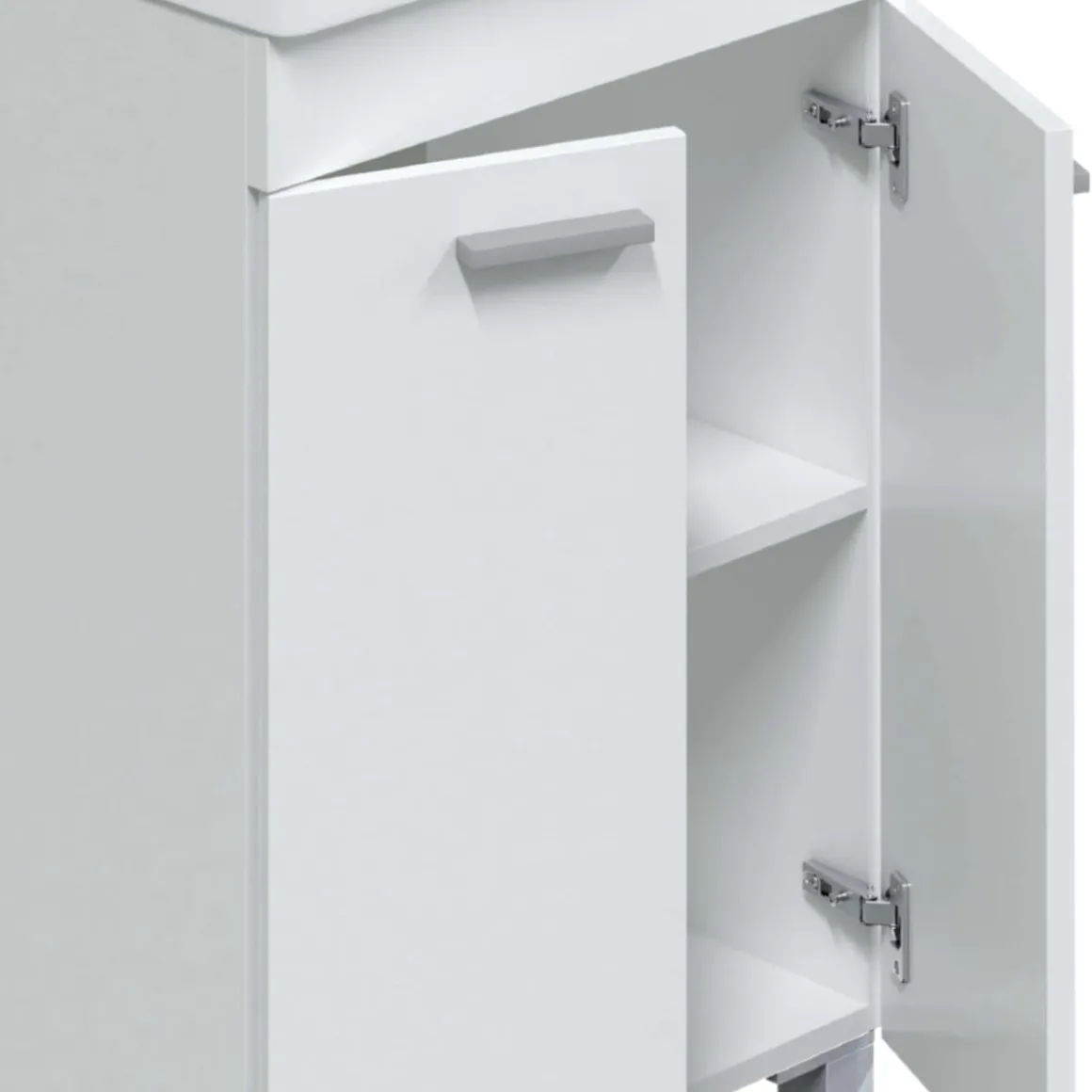 Mueble de baño Koncept 2 puertas + espejo + lavabo blanco 50 cm