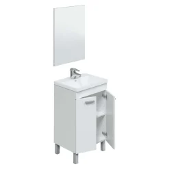 Mueble de baño Koncept 2 puertas + espejo + lavabo blanco 50 cm