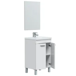 Mueble de baño Koncept 2 puertas + espejo blanco 80x50x40 cm