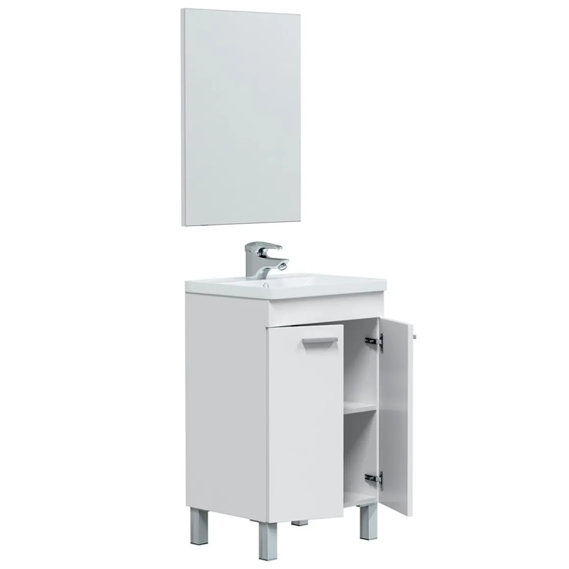 Mueble de baño Koncept 2 puertas + espejo blanco 80x50x40 cm