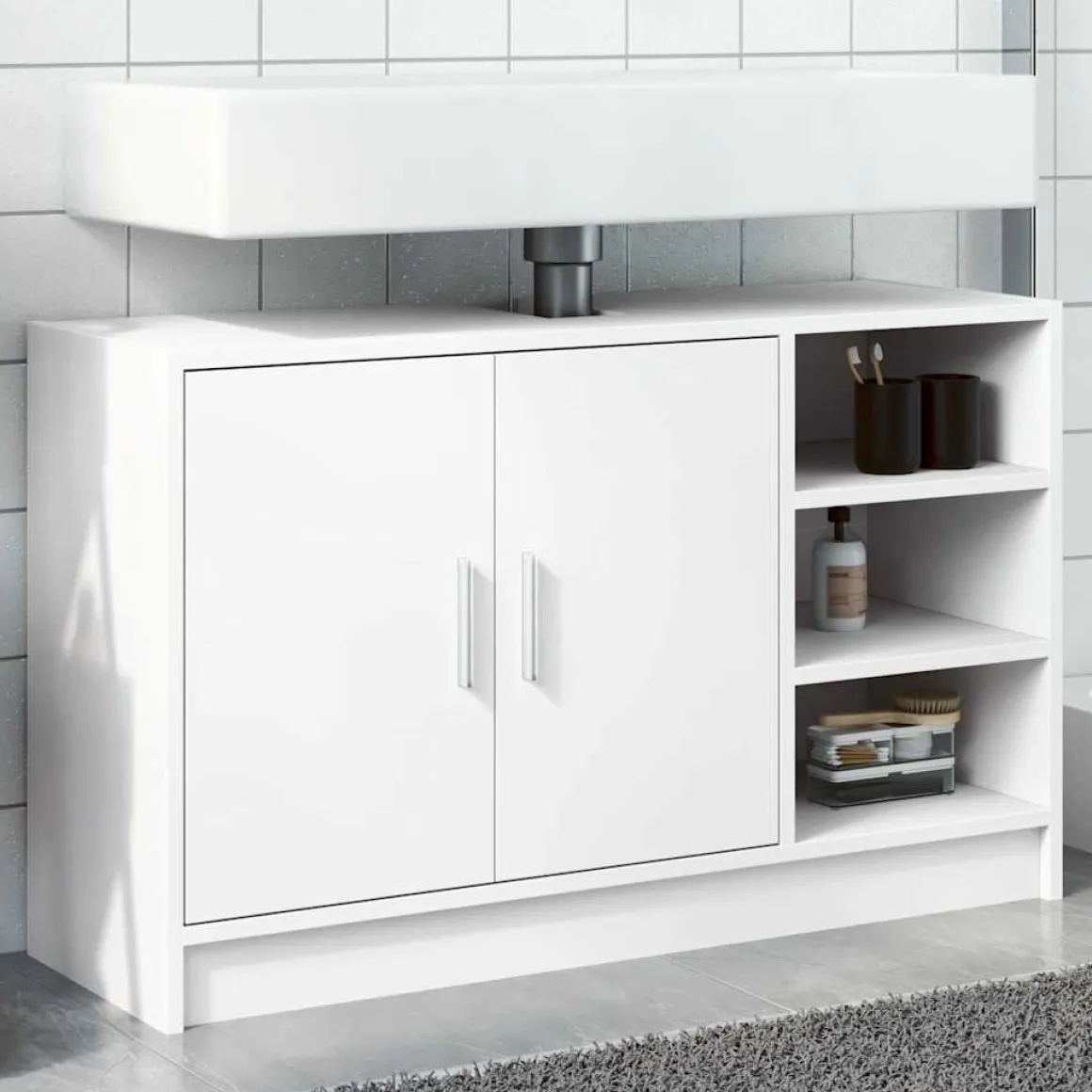 Mueble de baño Liberto 2 puertas + 3 compartimentos blanco 55x90x29 cm
