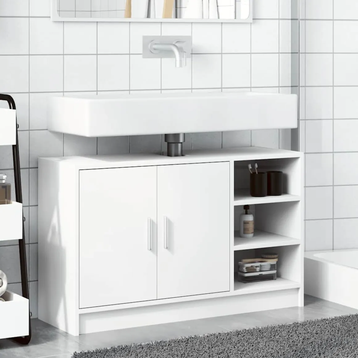 Mueble de baño Liberto 2 puertas + 3 compartimentos blanco 55x90x29 cm