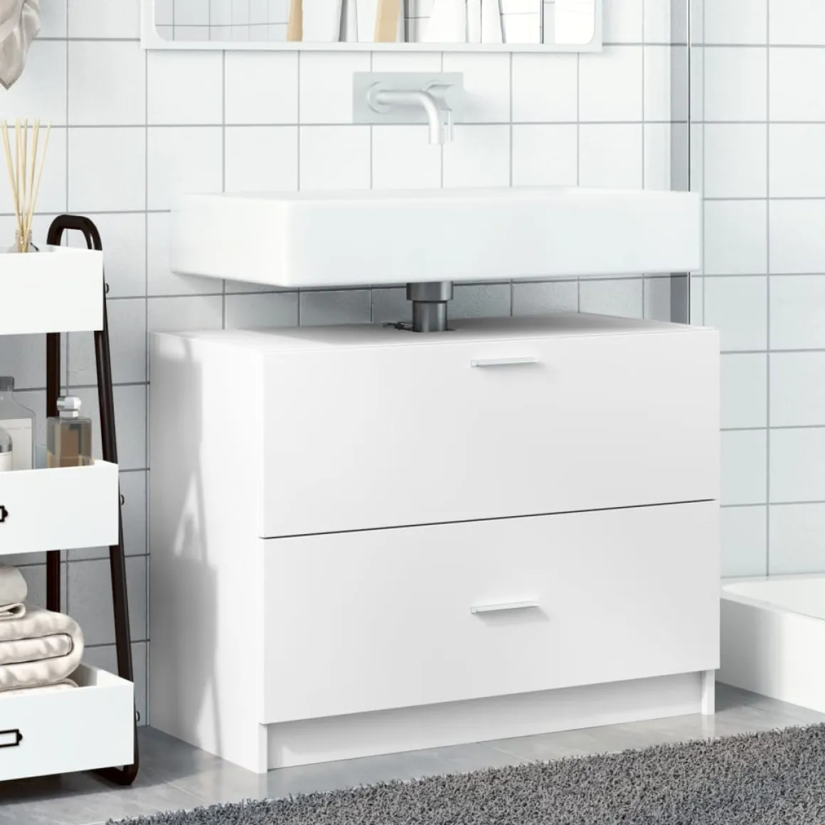Mueble de baño Miel puerta abatible + cajón blanco 59x78x37 cm