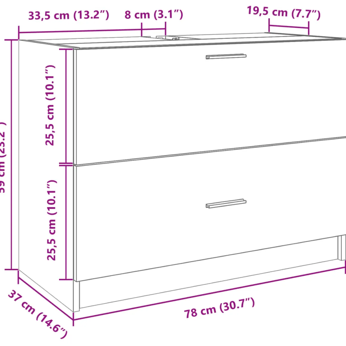 Mueble de baño Miel puerta abatible + cajón blanco 59x78x37 cm