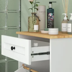Mueble de baño Milán Homcom con cajón y puerta abatible blanco 90x52x33 cm