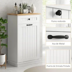Mueble de baño Milán Homcom con cajón y puerta abatible blanco 90x52x33 cm