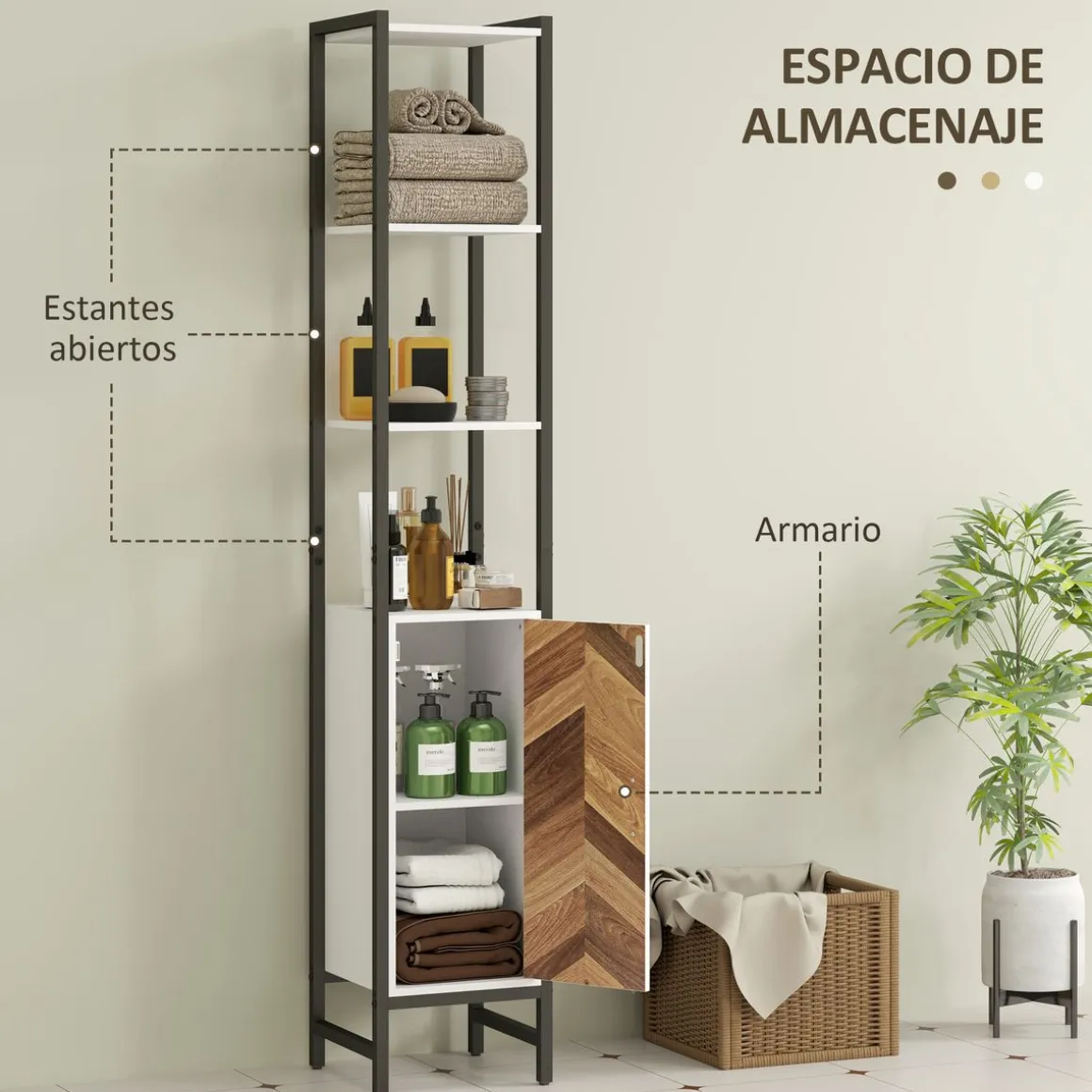 Mueble de baño Nara Homcom alto nogal 170x30x30 cm