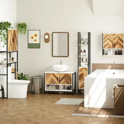 Mueble de baño Nara Homcom alto nogal 170x30x30 cm