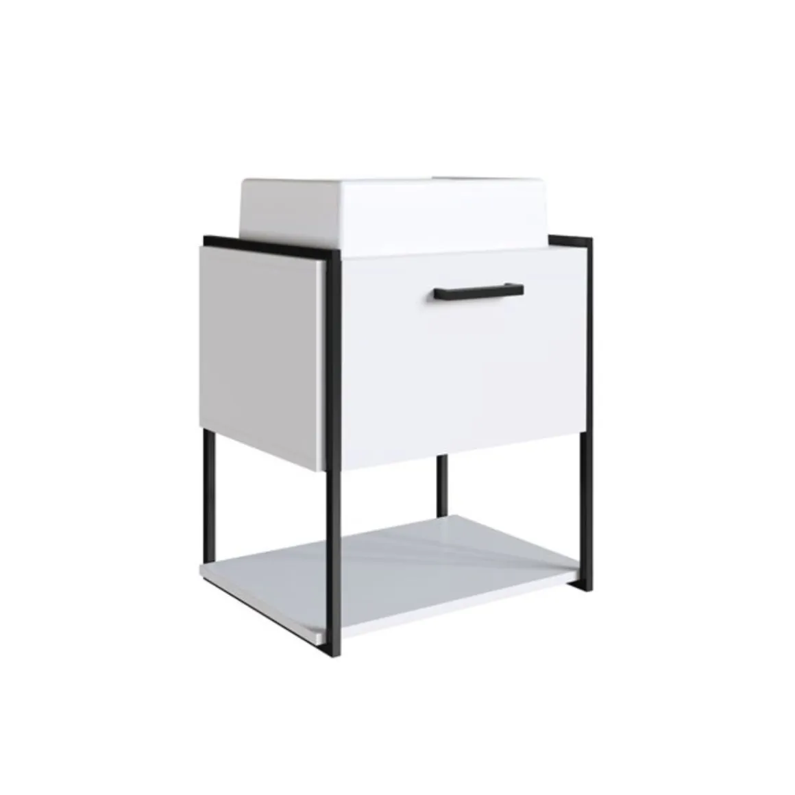 Mueble de baño Nerea lavabo + cajón + estante blanco 54x50x38 cm
