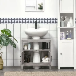 Mueble de baño Oslo Kleankin 2 puertas + 2 estantes gris 60x60x30 cm