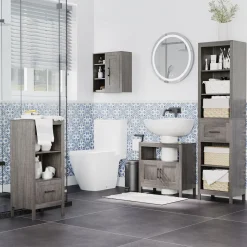 Mueble de baño Oslo Kleankin 2 puertas + 2 estantes gris 60x60x30 cm