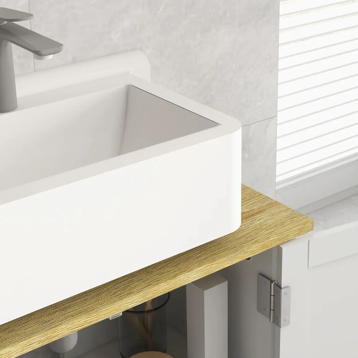 Mueble de baño Rojal Kleankin 2 puertas blanco/natural 60x60x30 cm