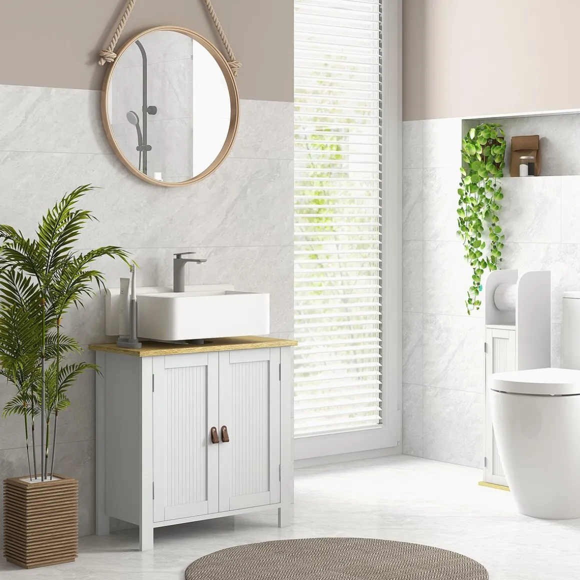 Mueble de baño Rojal Kleankin 2 puertas blanco/natural 60x60x30 cm