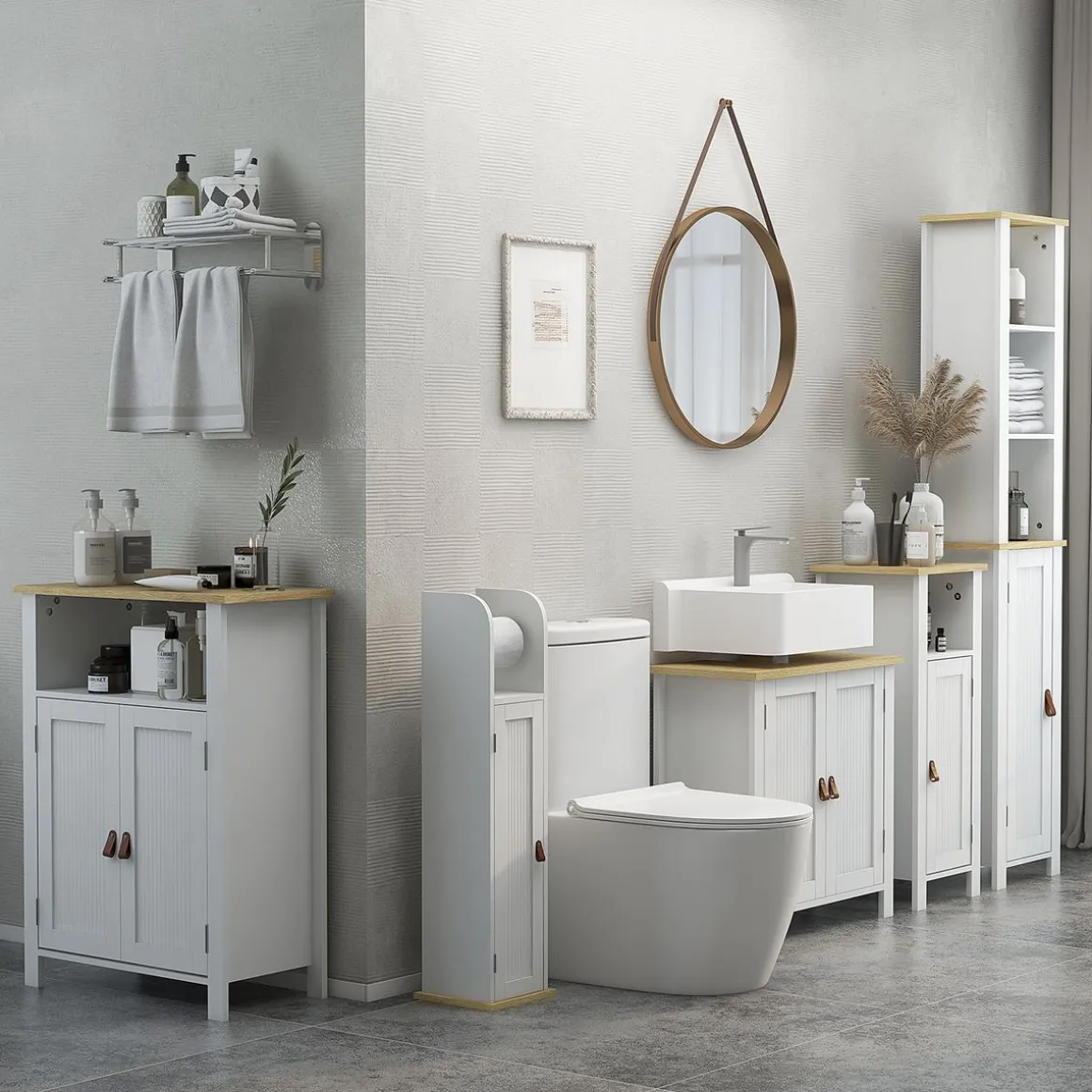 Mueble de baño Rojal Kleankin 2 puertas blanco/natural 60x60x30 cm