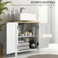 Mueble de baño Rojal Kleankin 2 puertas blanco/natural 60x60x30 cm