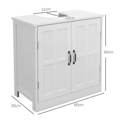 Mueble de baño Rustic Kleankin 1 armario + 1 estante ajustable blanco 60x60x30 cm