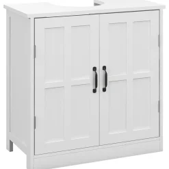 Mueble de baño Rustic Kleankin 1 armario + 1 estante ajustable blanco 60x60x30 cm