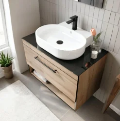 Mueble de baño Stanley 1 cajón con compartimento + lavabo + espejo natural