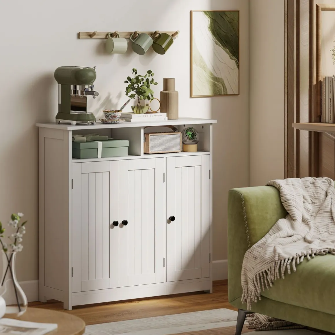 Mueble de baño Storage Homcom 2 compartimentos + 2 armarios + 1 balda ajustable blanco 85x85x30 cm