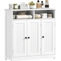 Mueble de baño Storage Homcom 2 compartimentos + 2 armarios + 1 balda ajustable blanco 85x85x30 cm
