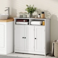 Mueble de baño Storage Homcom 2 compartimentos + 2 armarios + 1 balda ajustable blanco 85x85x30 cm
