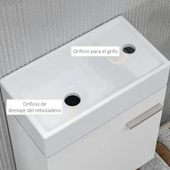 Mueble de baño Tosco Homcom con lavabo y puerta blanco brillo 50x40x23 cm