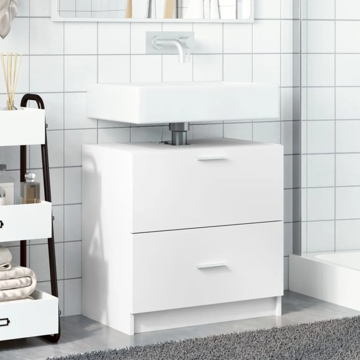 Mueble de baño Vera puerta abatible + cajón blanco 59x59x37 cm