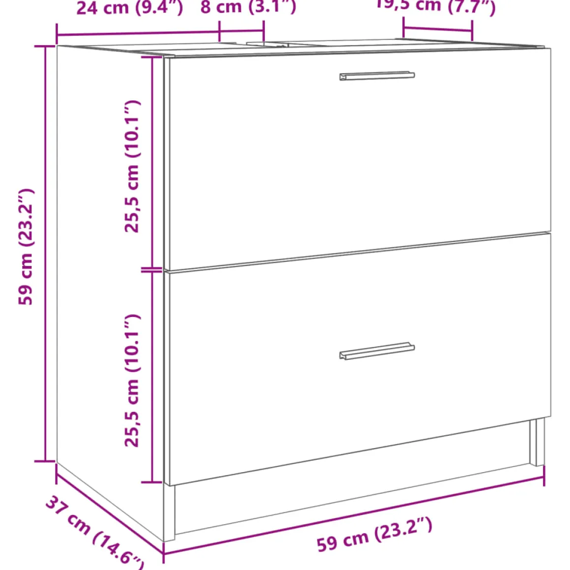 Mueble de baño Vera puerta abatible + cajón blanco 59x59x37 cm