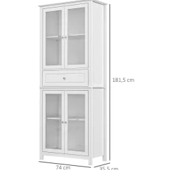Mueble de cocina Deia Homcom 4 puertas vidrio blanco 181,5x74x35,5 cm