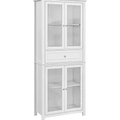 Mueble de cocina Deia Homcom 4 puertas vidrio blanco 181,5x74x35,5 cm