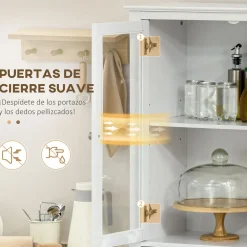 Mueble de cocina Deia Homcom 4 puertas vidrio blanco 181,5x74x35,5 cm